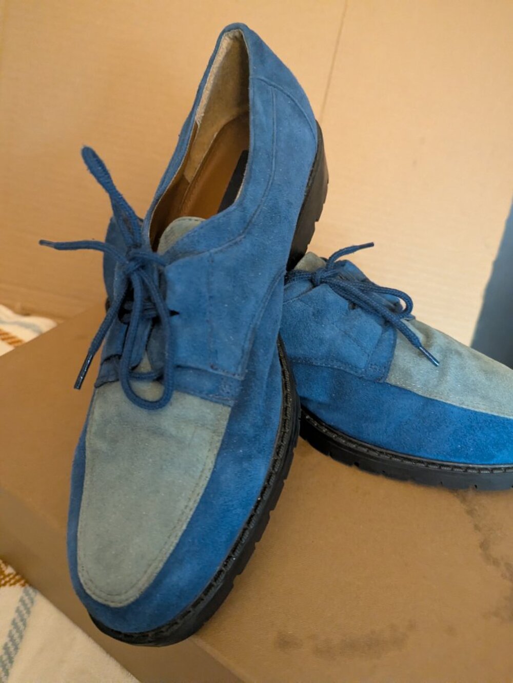 GIORGIO BRUTINI Two-tone suede derby / oxford mens shoes Blue Size 10.5
